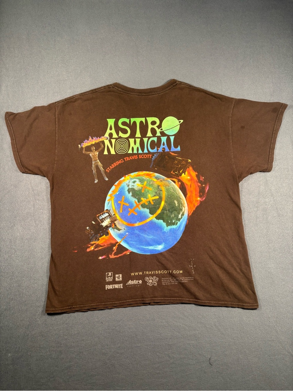 Travis Scott Astronomical Fortnite Brown T-Shirt Size L